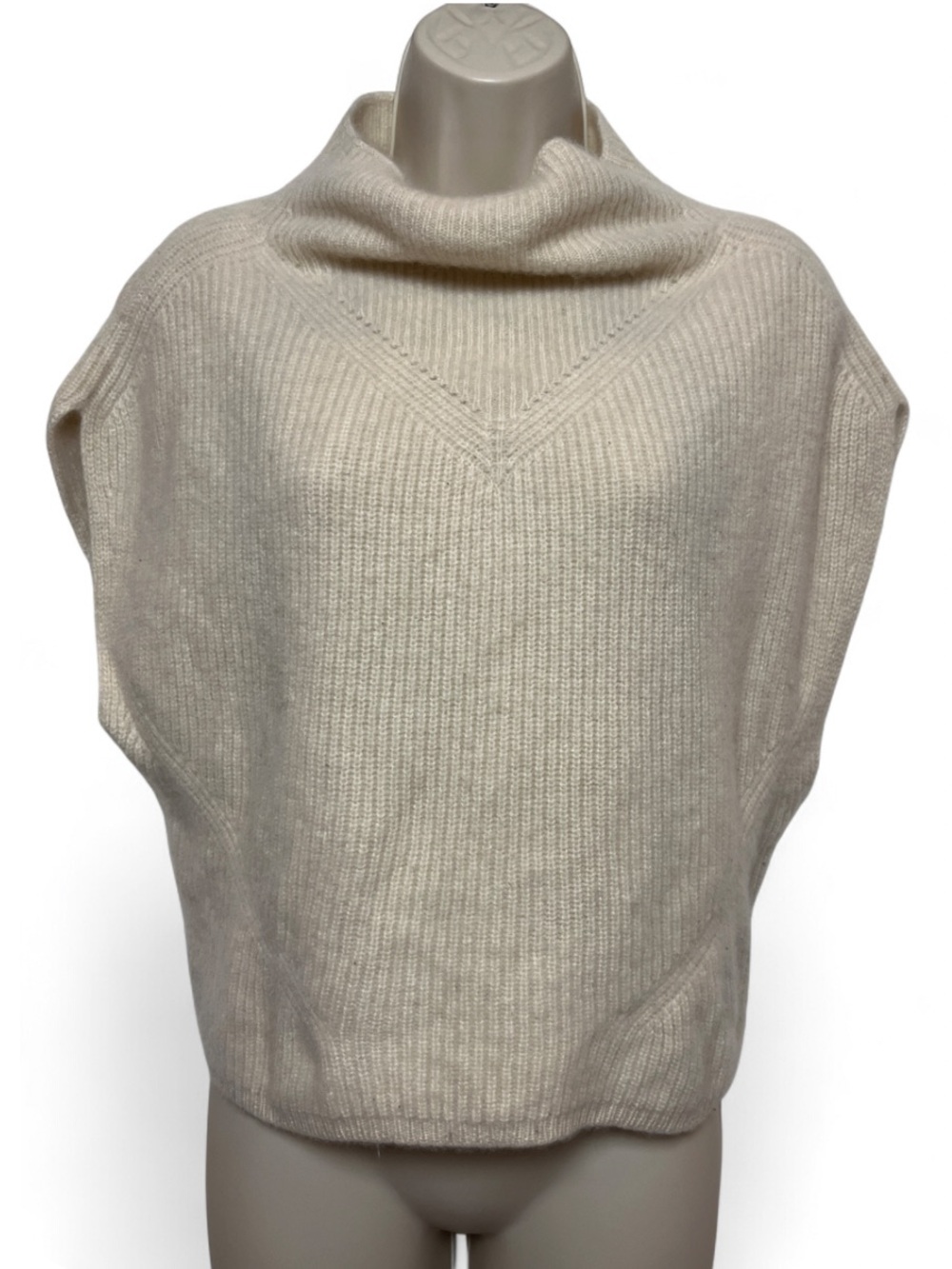 Anthropologie Cashmere Vest Poncho Cream Medium Cowl Classic Luxury Minimalist
